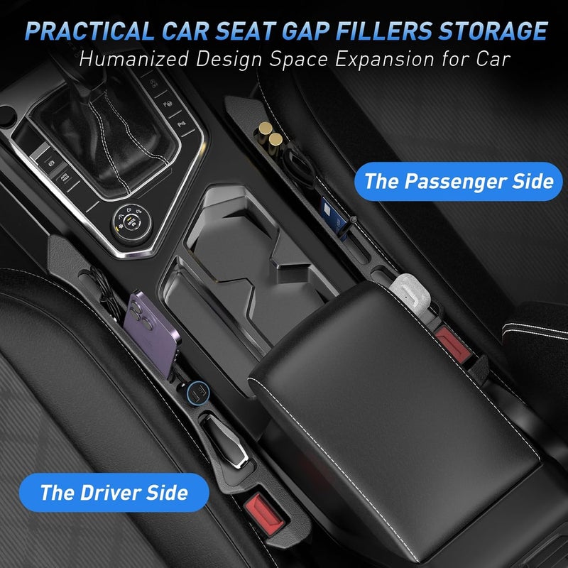 DDTPDE Car Seat Gap Filler 2Pack, Inserts Between Seats Console with Organizer Storage Upgraded Phone Holder Car Side Seat Gap Fillers Cars Front Seats Fill Plug Car Essentials for Vehicle SUV Truck (Black) | Organizer Storage, Cars Front Seats, Fill Plug, Car Essentials - Image 2